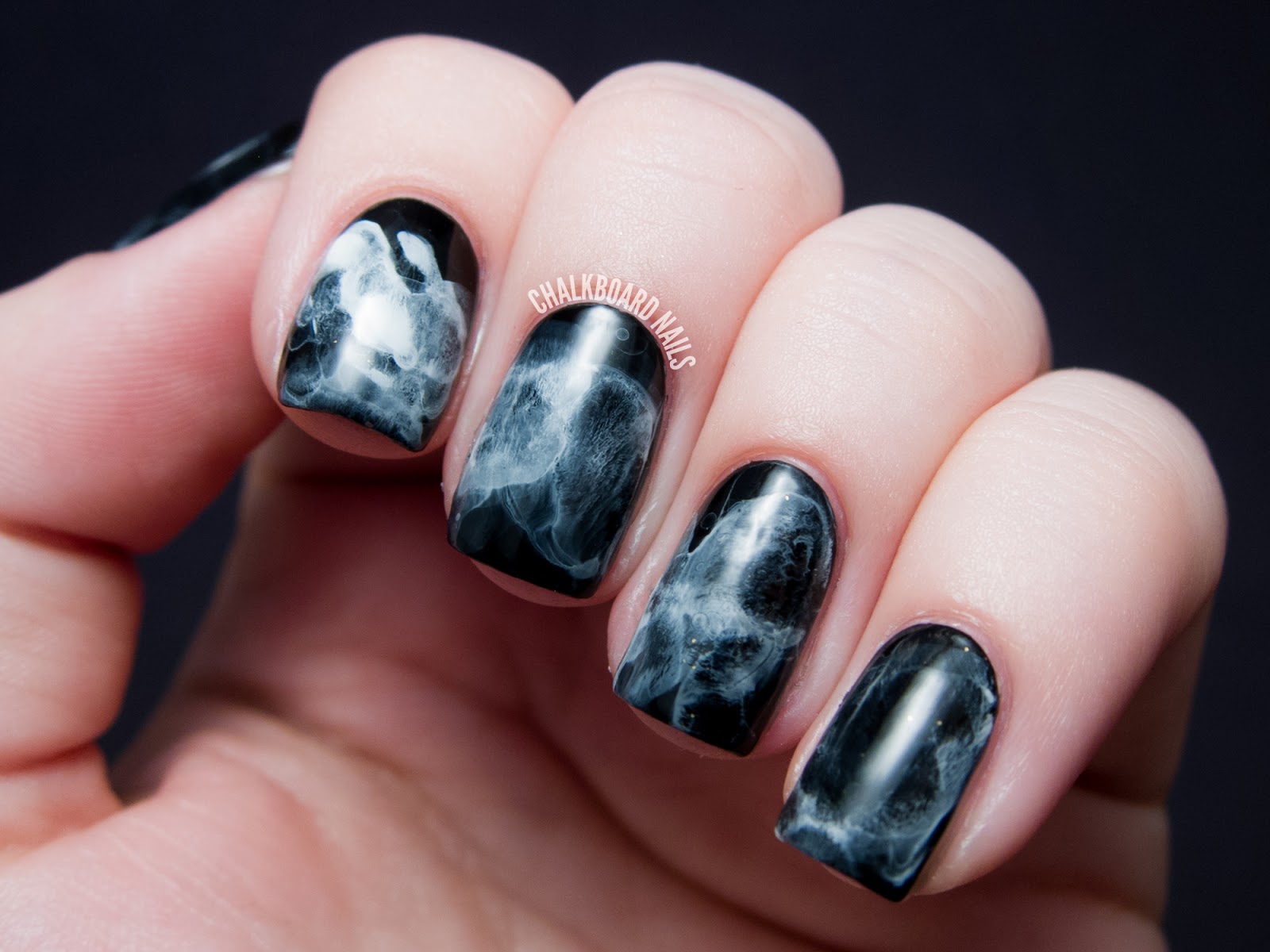 image of black and white nail design