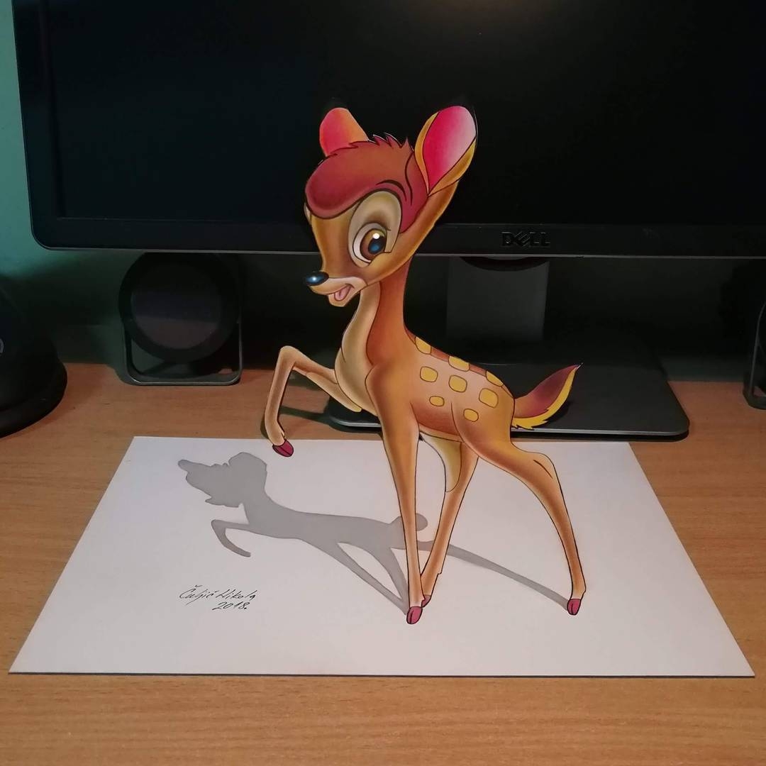 11-Bambi-Nikola-Čuljić-2D-Realistic-Drawings-that-look-3D-and-a-Video-www-designstack-co
