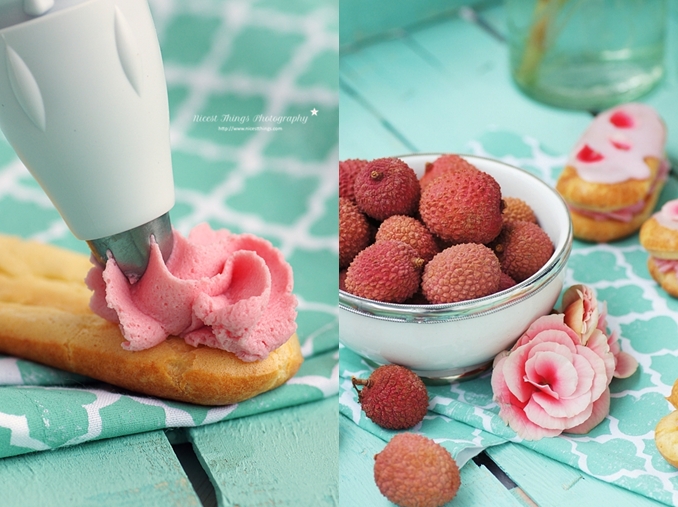 Eclairs mit Lychee Rosen Füllung und Litschi Glasur - Nicest Things