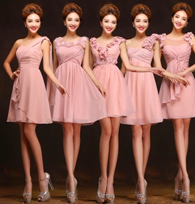 NEW Fabulous Five-Design Pink Bridesmaids Midi Dress