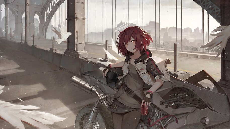 Anime, Girl, Biker, Arknights, Exusiai, 4K, #6.549