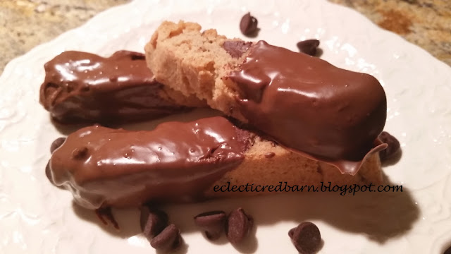 Eclectic Red Barn: Chocolate Chip Biscotti dipped in Chocolate