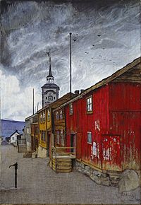 Harald Sohlberg noruego neo-romántico invierno noche pipas Envoltura de la Galería