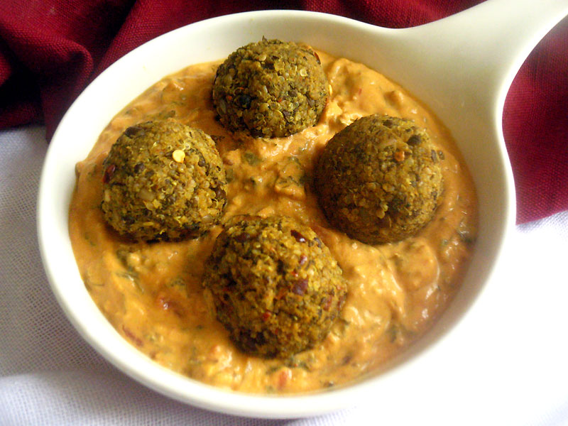 Urad Bean and Quinoa Kofta with Coconut Fenugreek Sauce Lisa's