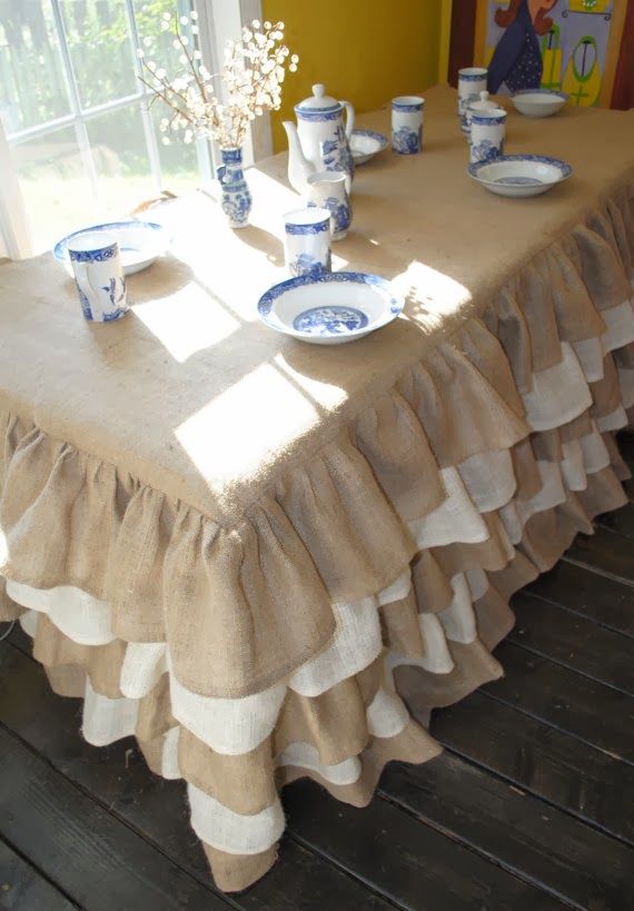 Cathy's Craft Corner Burlap Ruffled Tablecloth