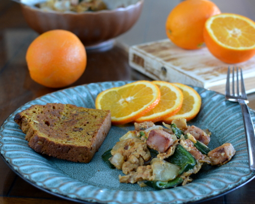 Ham & Eggs, another hearty breakfast ♥ KitchenParade.com, whether for one or two or a hungry crowd. Low Carb. High Protein.