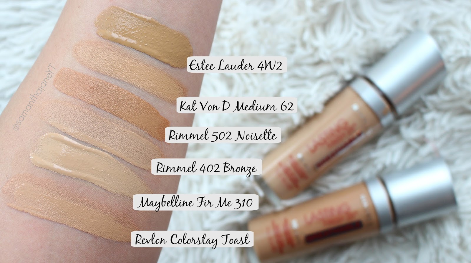 Samantha Jane Rimmel Lasting Finish Breathable Foundation Review/Swatches