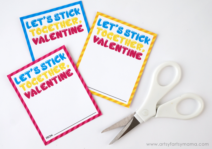 Free Printable "Let's Stick Together" Valentines