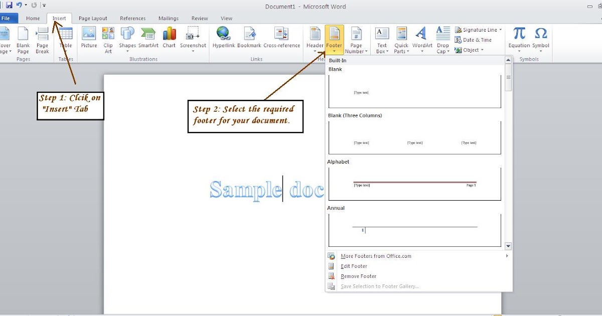 HOW TO How to insert footer in microsoft word 2010