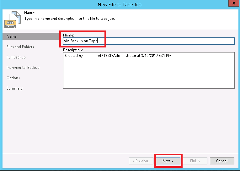 How to Create File to Tape Job in Veeam Backup and Replication