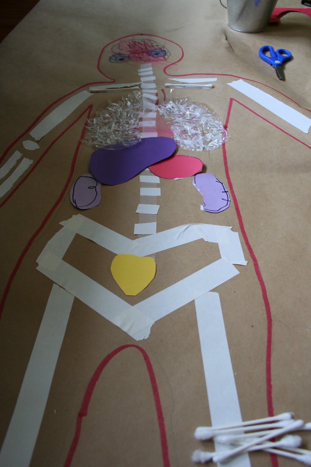 Pink and Green Mama * LifeSized Body Map Kid�s Art Project