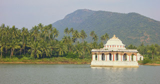 The sacred Pushkarini bathing tank