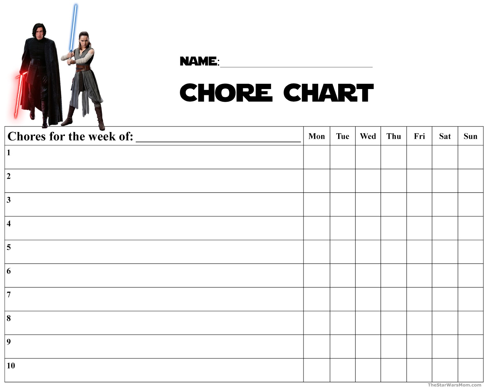 Kylo Ren and Rey Chore Chart - Star Wars The Last Jedi ... Kylo Ren and Rey Chore Chart - Star Wars The Last Jedi ...