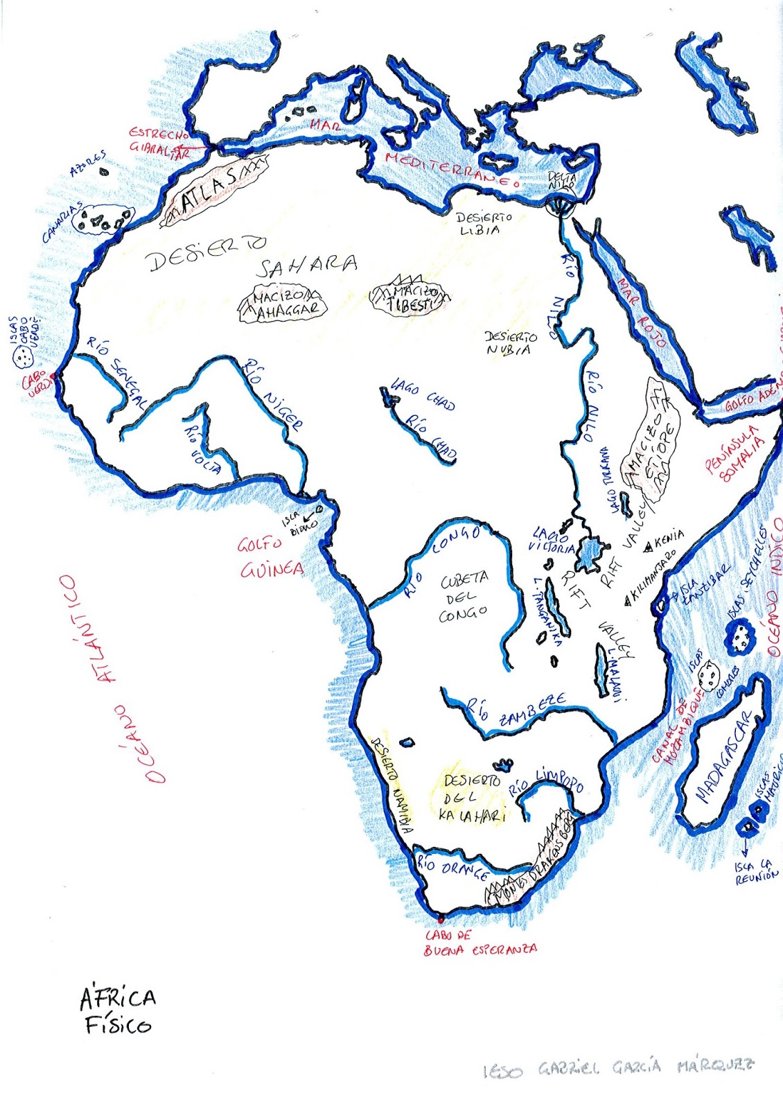 GEOGRAFÍA E HISTORIA TIETAR: MAPA FÍSICO DE ÁFRICA