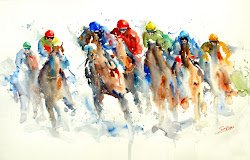 watercolor horse simpson roger painting artist drawings racing horseracing paintings horses simpsons artwork racehorse print sports saatchionline