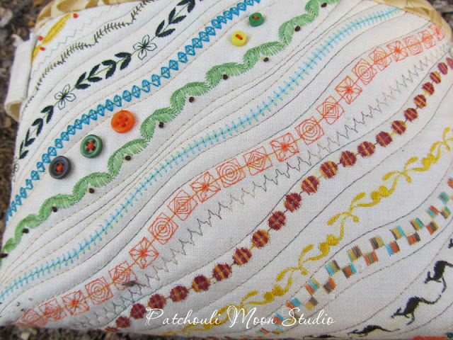 Patchouli Moon Studio~ Fabric Basket with Decorative Stitches