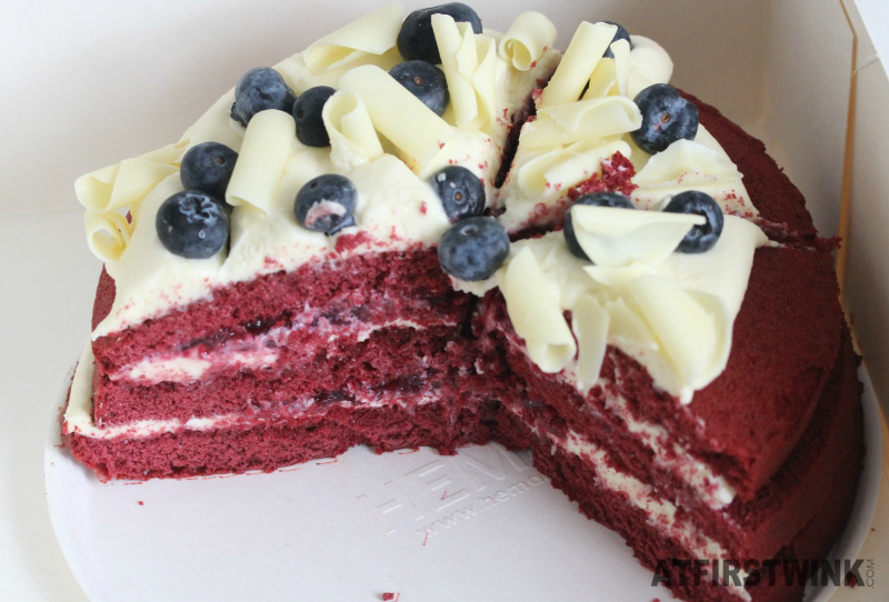 HEMA red velvet cake cut in slices