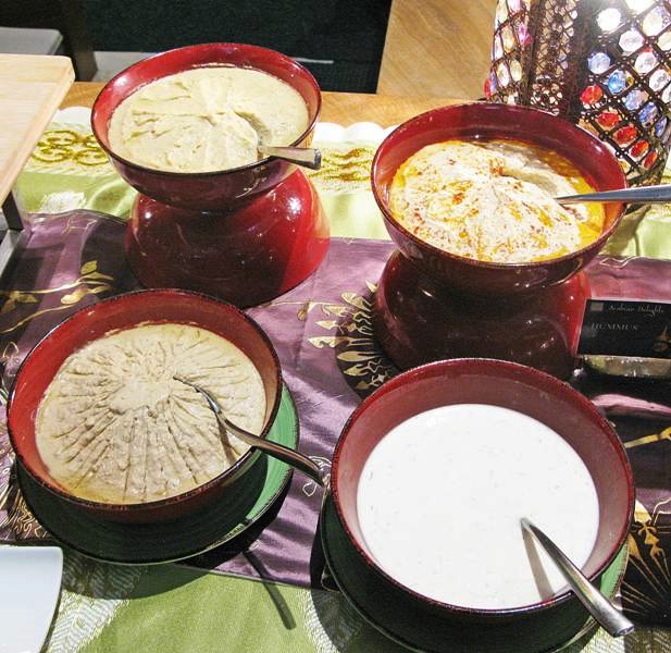 hummus middle eastern dips Arabian Delights Buffet at Diamond Hotel's Corniche 