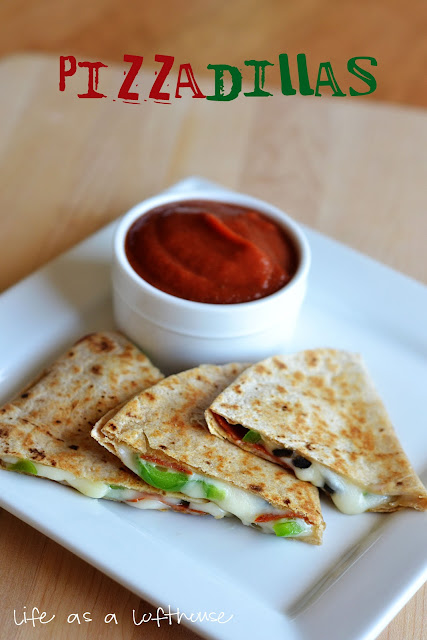 Pizzadillas are quesadillas filled with all sorts of pizza toppings and cheese. Life-in-the-Lofthouse.com
