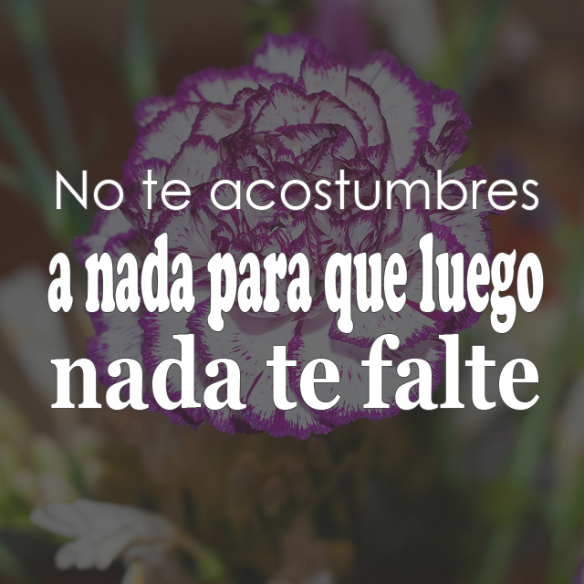 No te acostumbres a nada para que luego nada te falte No te acostumbres a nada para que luego nada te falte