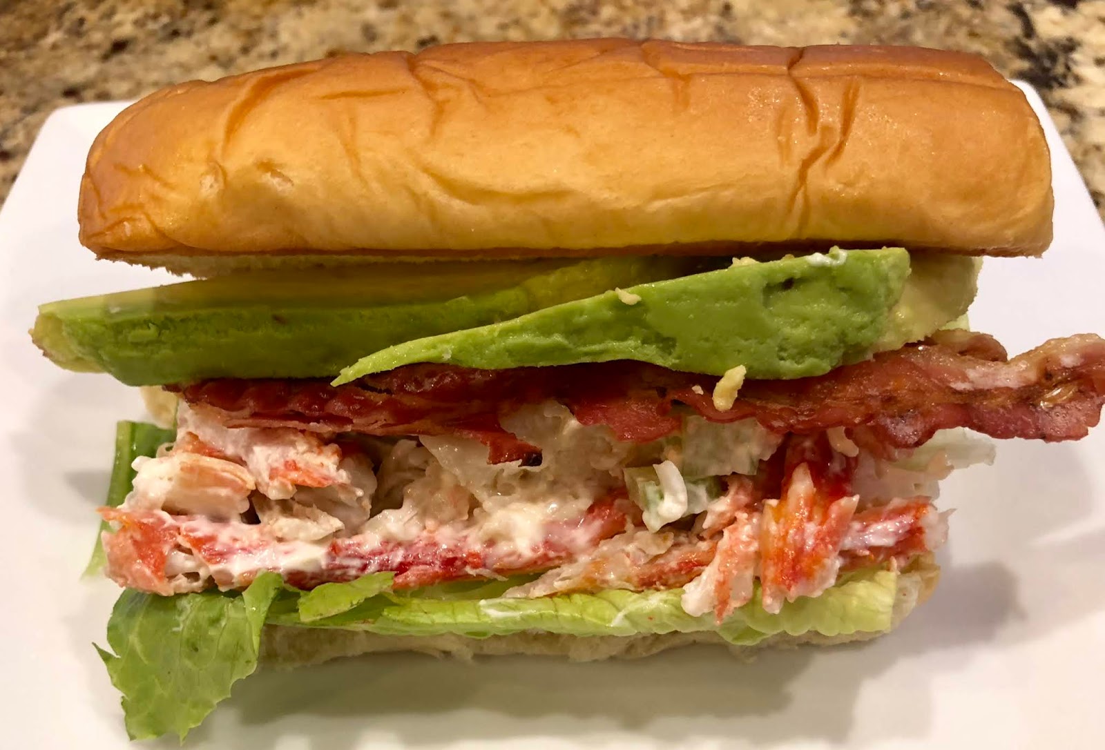 GREAT EATS HAWAII KING CRAB, BACON AND AVOCADO SANDWICH