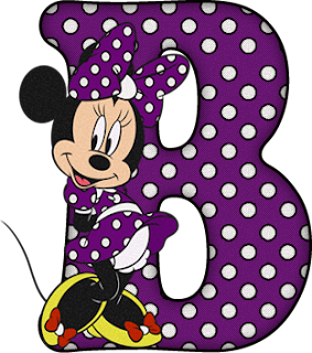 Abecedario de Minnie en Morado con Lunares Blancos. Minnie Alphabet in Purple with White Polka Dots.
