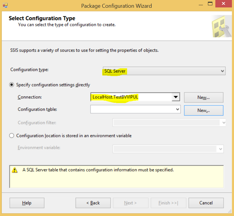 Implementing SQL server package configuration in SQL Server Integration ...