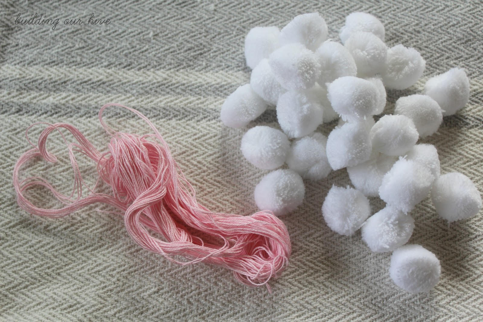 Building Our Hive Bunny Tail Pom Pom Garland