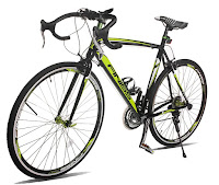 Merax Finiss Road Racing Bike, Black/Green, 21 speeds, lightweight aluminum, 700c