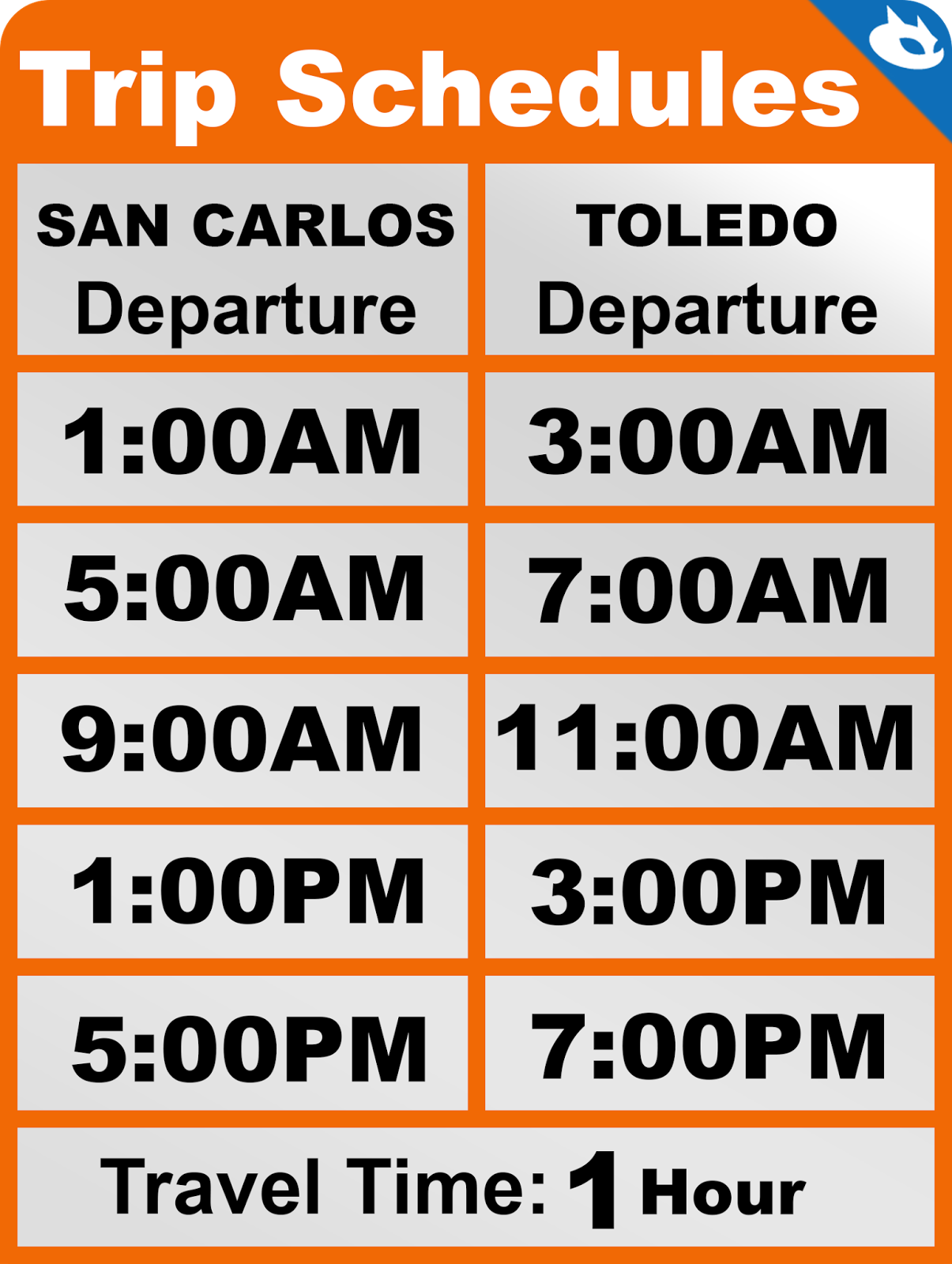 San Carlos to Toledo Ferry Schedule and Fare Rates (2018 UPDATED