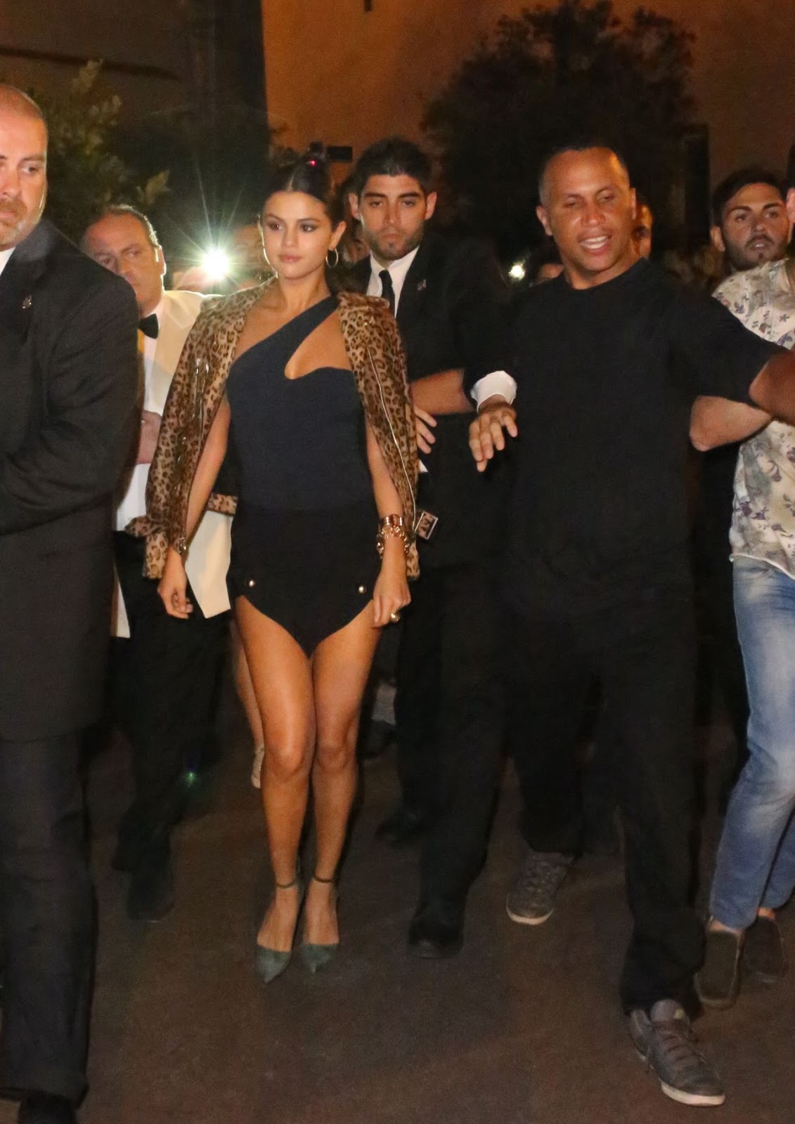 Selena Gomez flaunts long legs in an Anthony Vaccarello skirt in Ischia, Italy