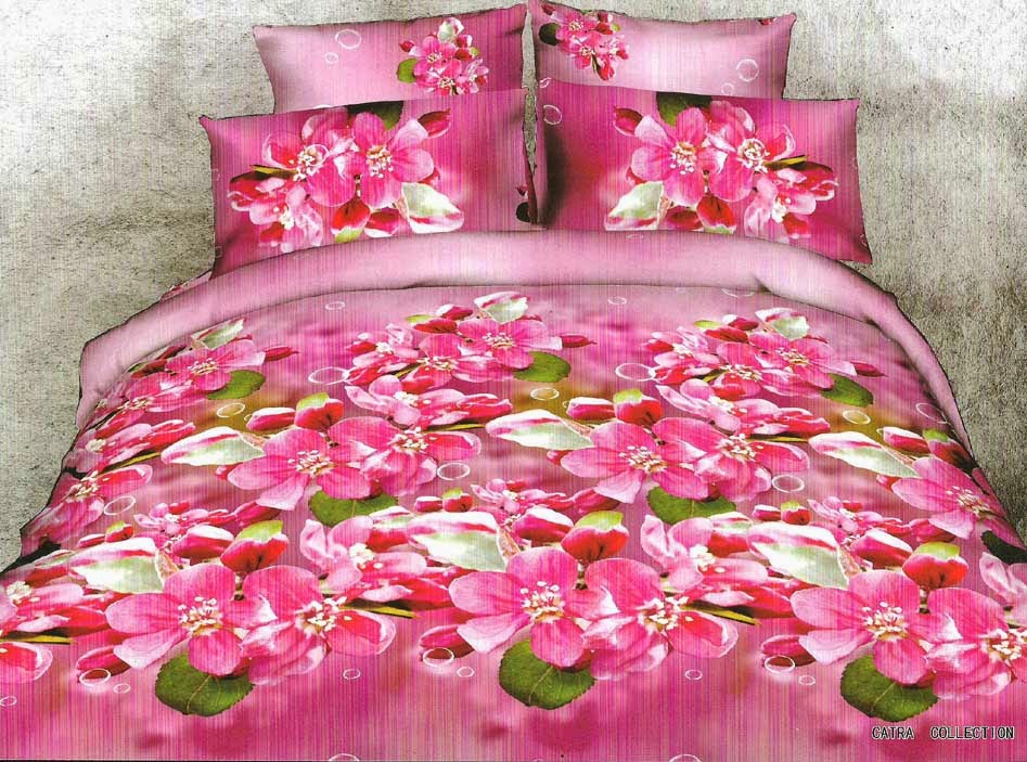 Sprei Catra Motif Bunga Anggrek Pink Bed Cover Lovina Batik