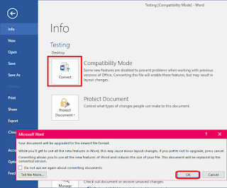 change Compatibility Mode of ms word,Compatibility Mode change,Compatibility Mode upgrade,what is Compatibility Mode,upgrade old file to new file,conver old word file to new word file,Check Compatibility,find version,change file,convert word file,2003 to 2007,2010 to 2013,2013 to 2016,ms word file compatibility mode option,how to remove,how to update,how to convert file,word,convert old to new file,ms word file converter,word file convert to new Find and Upgrade Compatibility Mode Old MS Office file to Newest version   Click here for more detail...
