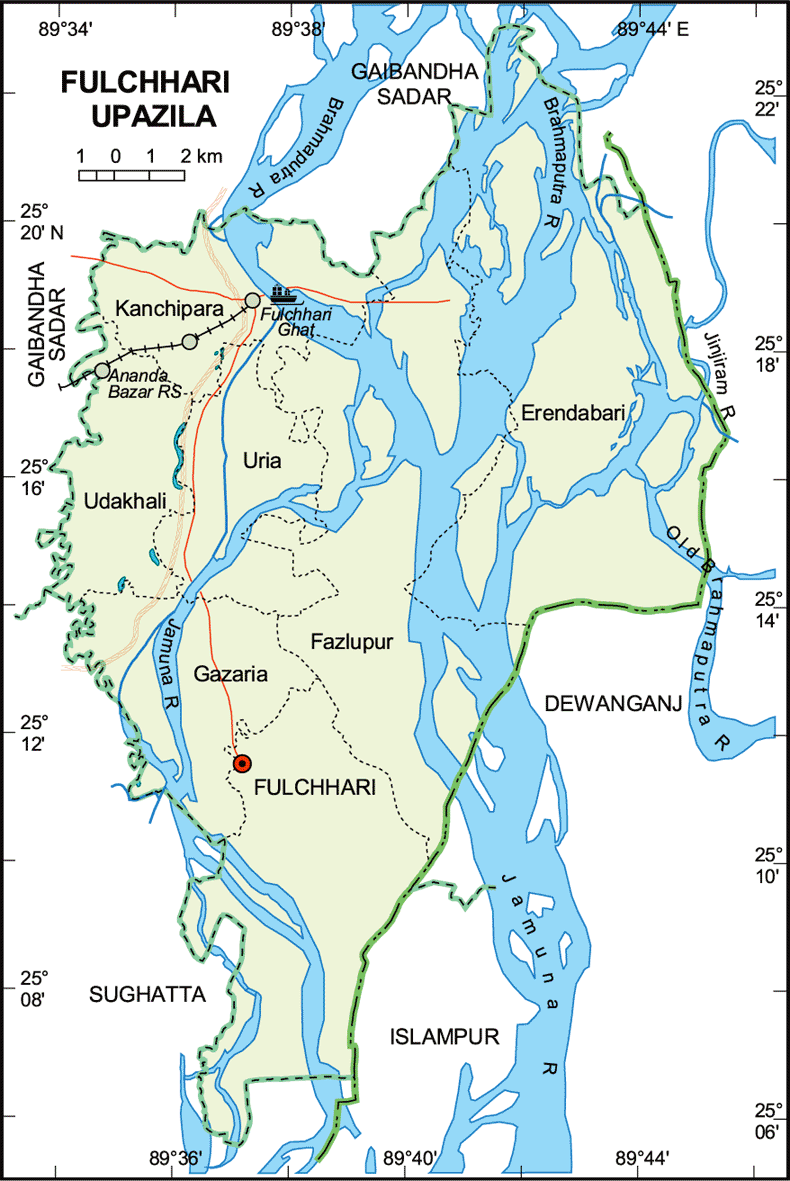Fulchari Upazila Map Gaibandha District Bangladesh