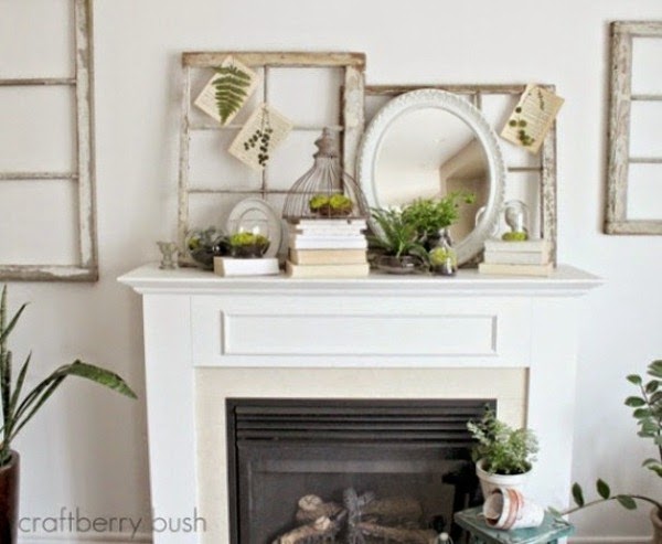 Spring decorations for the fireplace mantel