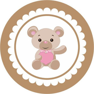 Baby Bear with Pink Heart Free Printable Mini Kit. Baby Bear with Pink Heart Free Printable Toppers or Labels.