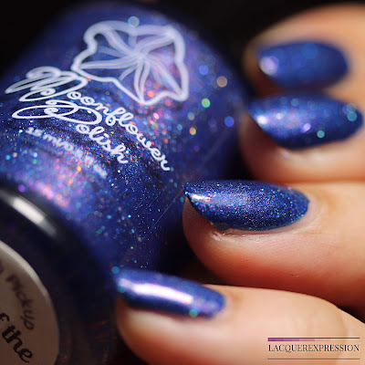 Nail polish swatch of Hope of the Brave, a navy blue polish by Moonflower Polish for PPU June 2018