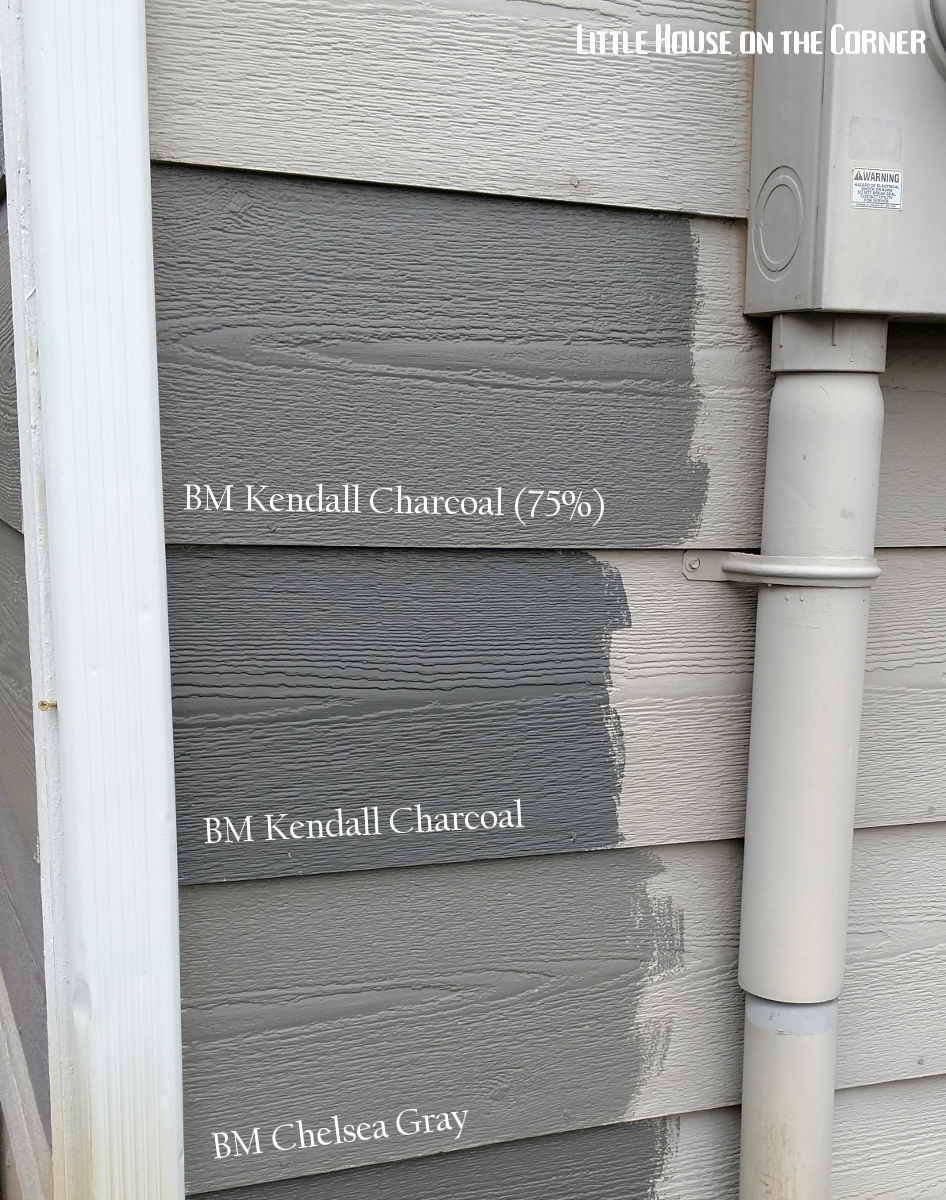 Little House On The Corner Home Exterior Painting Decisions A Gray Are The Three Diffe Benjamin Moore Colors For Additional Comparison I M Digging 75 Kendall Charcoal With Chelsea Gray As A Second Favorite
