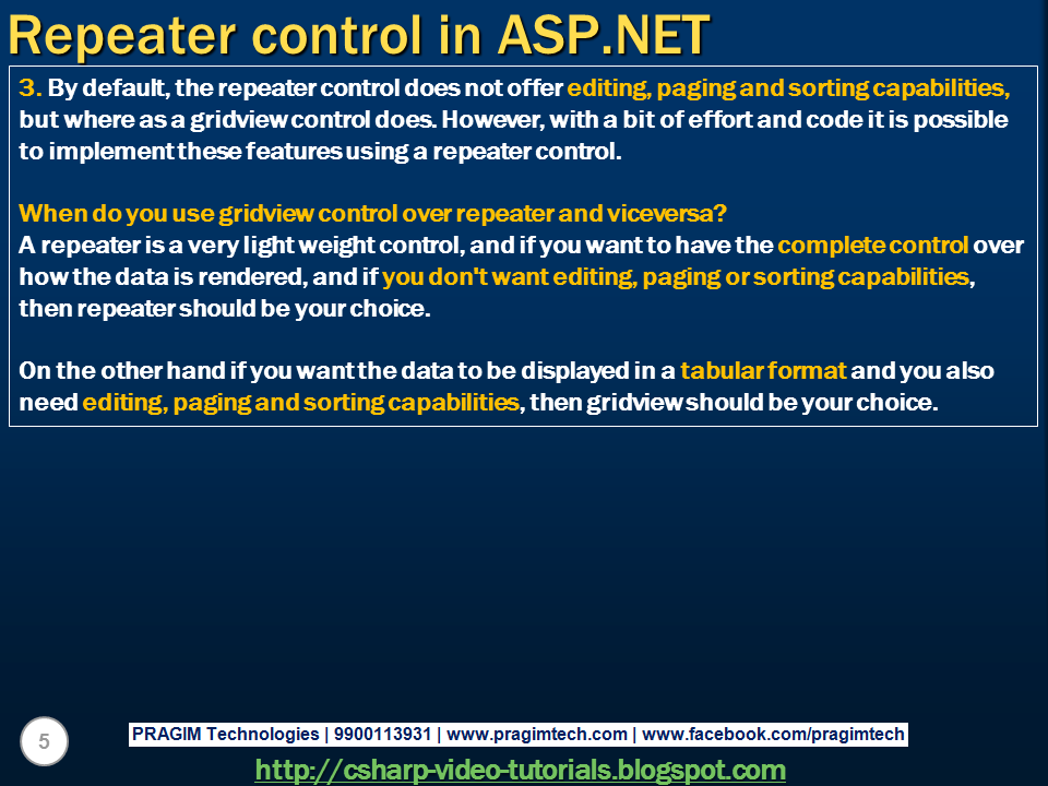 Sql server, and c video tutorial Part 60 Repeater control in