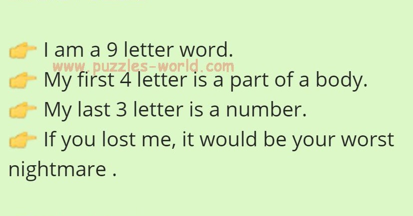 I am a 9 letter word. Who i am ?  Whatsapp Puzzles world, Quiz, Games