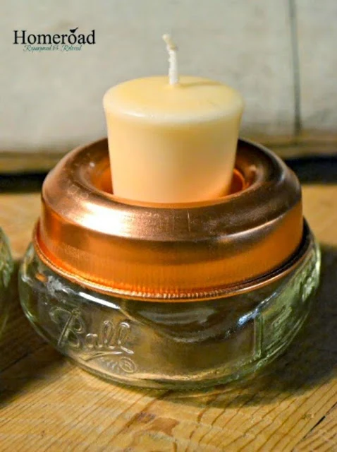 Small mason mar with tea light candle