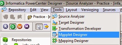 3. FromMenu Click Mapplets à Select ‘Create’