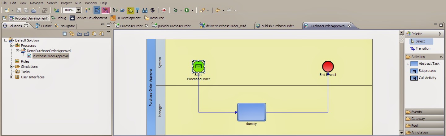 All About Stuff: webMethods Creating a business process with a task for ...