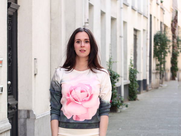 Rose Sweatshirt, Peplum Skirt