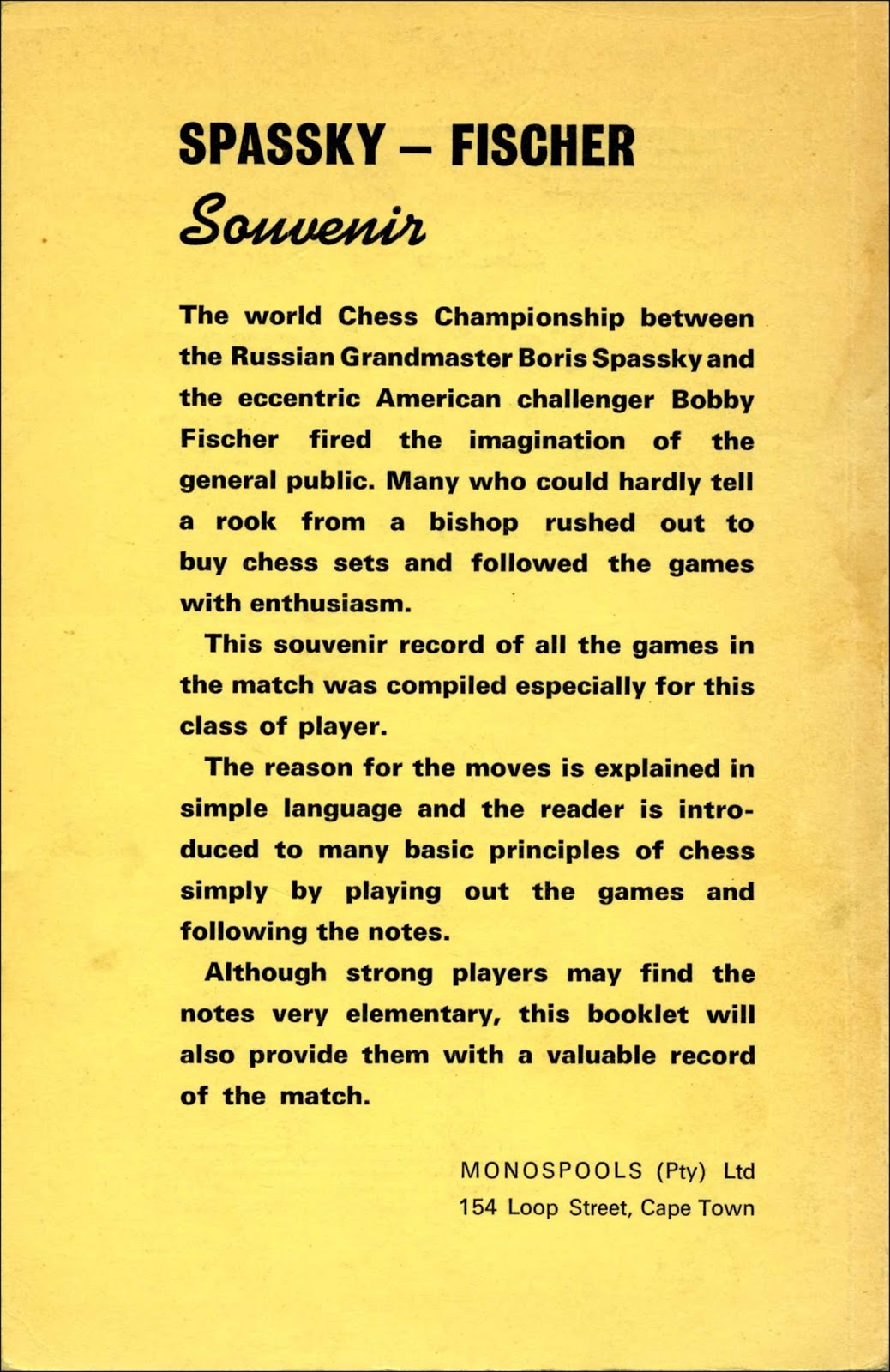 1972 WC, Fischer-Spassky by Evans and Smith OCR, PDF, World Chess  Championships