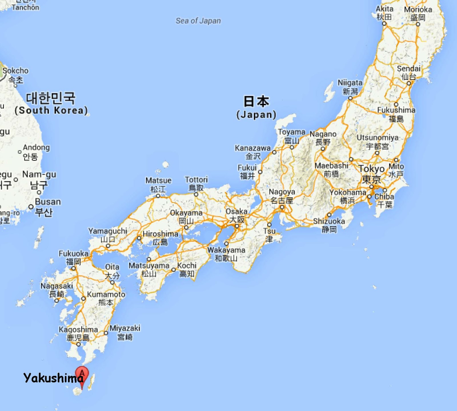 Якусима остров на карте Японии