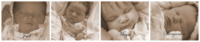 Baby photos of Jack, Eli, Maya and Benjamin ~ our cup overflows!