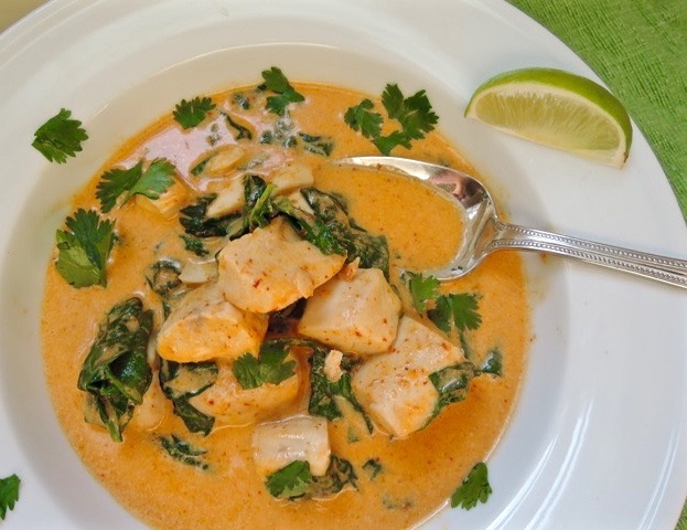 The Briny Lemon: Thai-Curry Fish with Baby Spinach