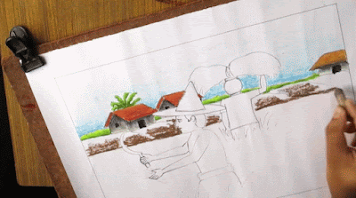 Teknik menggambar pemandangan desa Teknik menggambar pemandangan desa dengan mudah