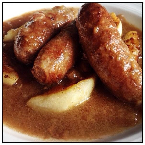 The Game Bird Food Chronicles Cider Braised Sausages & Apples